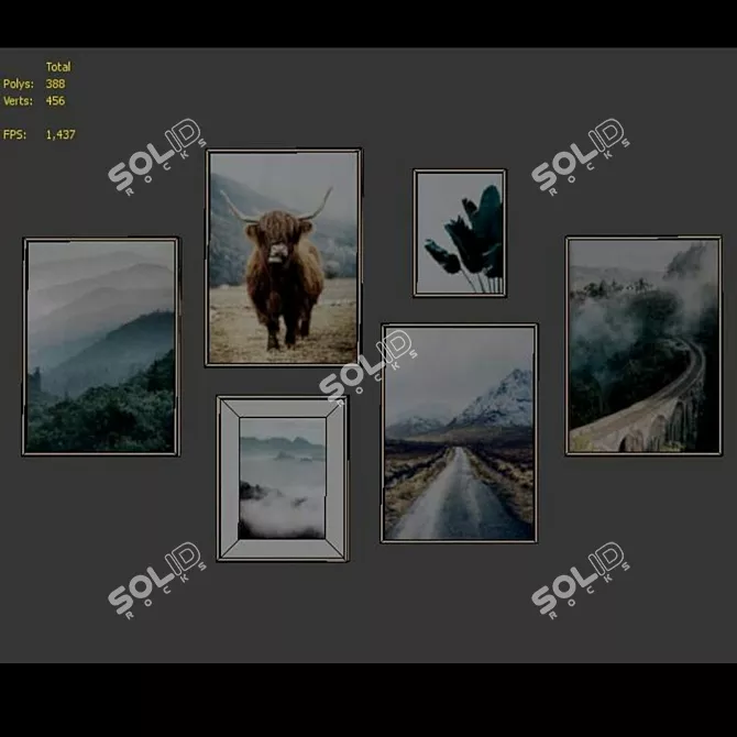 Modern Art Posters Set 3D model image 6