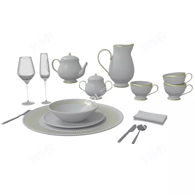 Elegant Kitchen Set 3D model image 1