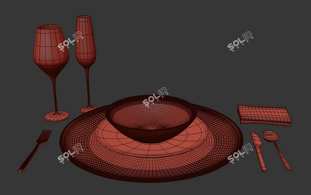 Elegant Kitchen Set 3D model image 2