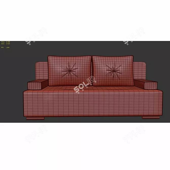 Sao Paulo Velvet Light Gray Sofa 3D model image 3