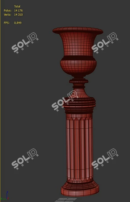 Vintage Pedestal Vase 3D model image 2