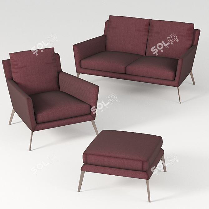 Minimalist Luxury: Casadesus Ava Sofa Set 3D model image 1