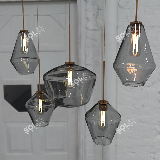 Sleek 5-Light Pendant Set 3D model image 2