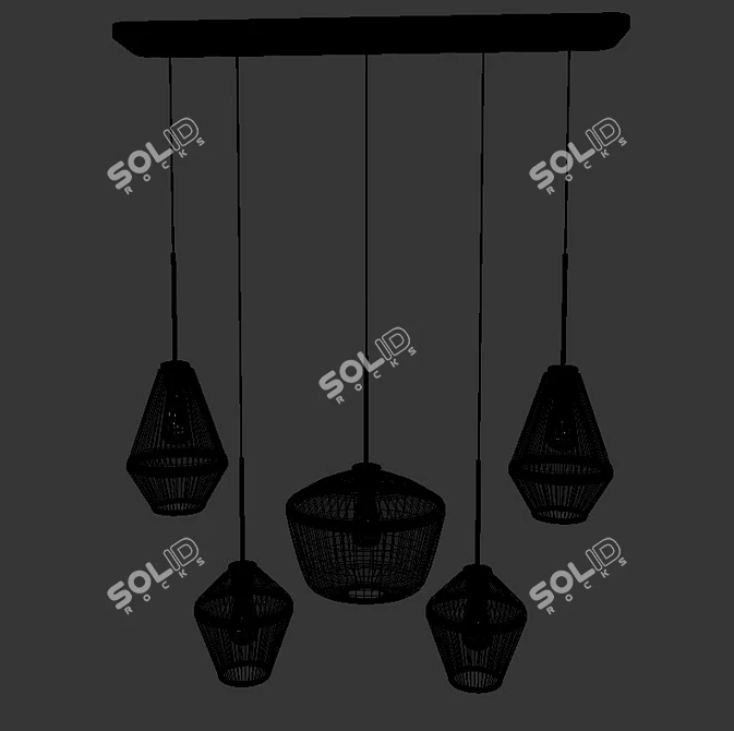 Sleek 5-Light Pendant Set 3D model image 3