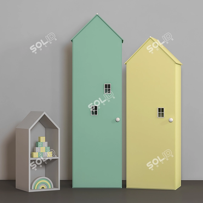  Stylish Childroom Wardrobe 3D model image 1