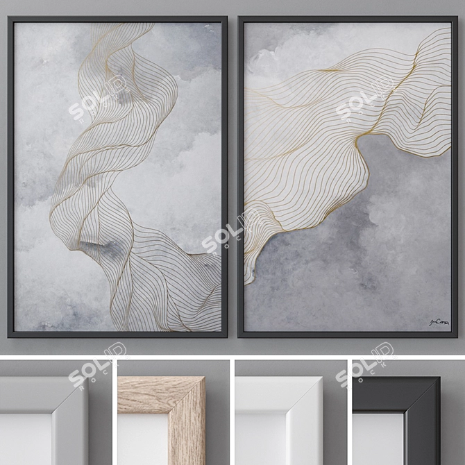 Abstract Art Photo Frames Set 3D model image 1