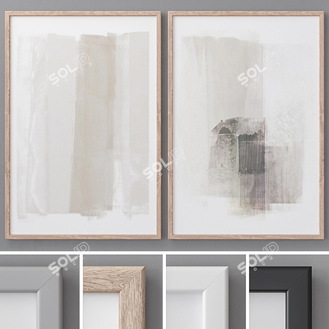 Modern Abstract Photo Frames Set 3D model image 1