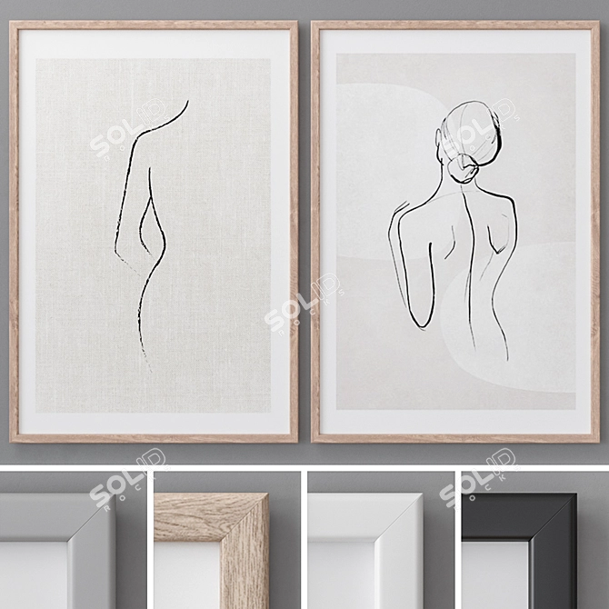 Modern Abstract Art Frames 3D model image 1