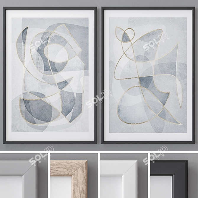 Modern Abstract Photo Frames Set 3D model image 1