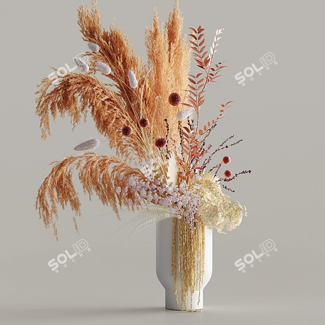 Everlasting Elegance: Dried Plant Bouquet 3D model image 2