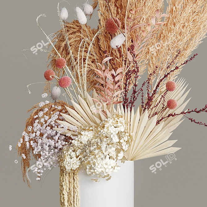 Everlasting Elegance: Dried Plant Bouquet 3D model image 4