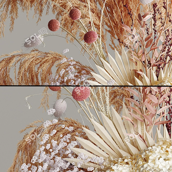 Everlasting Elegance: Dried Plant Bouquet 3D model image 5