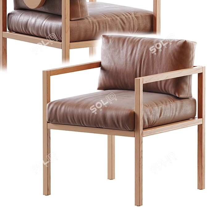 Elegant Leather Dining Chair 3D model image 1