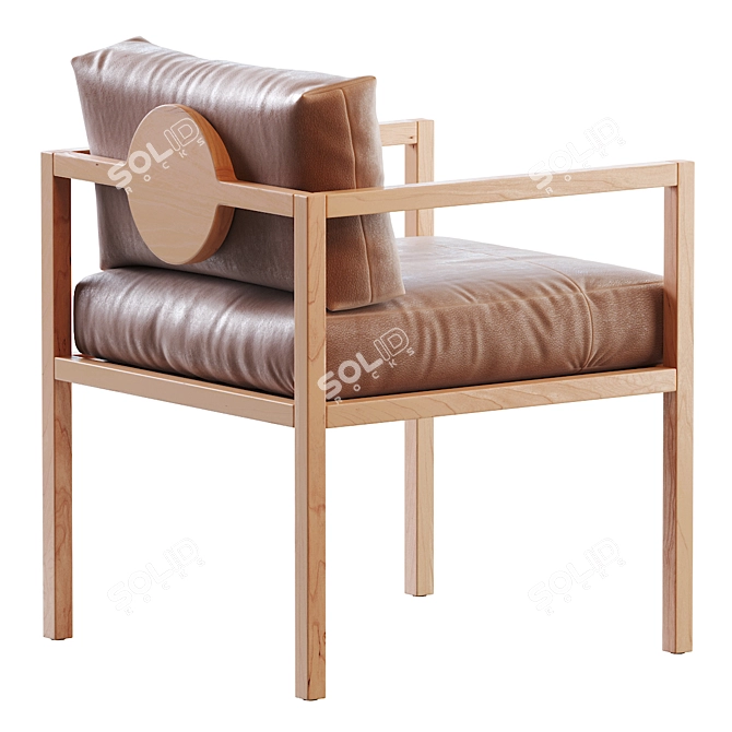 Elegant Leather Dining Chair 3D model image 2