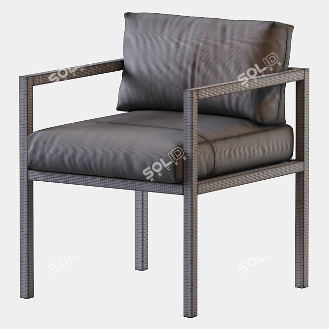 Elegant Leather Dining Chair 3D model image 5