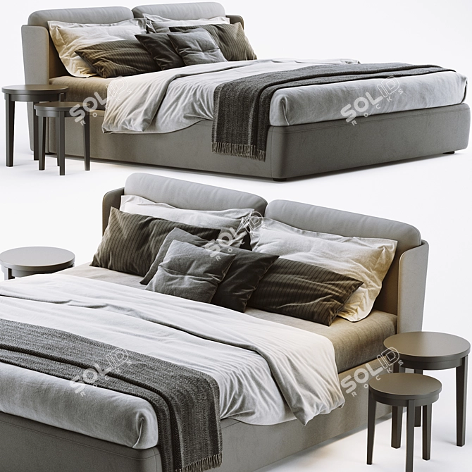 Elegant Meridiani Kira Bed Set 3D model image 5