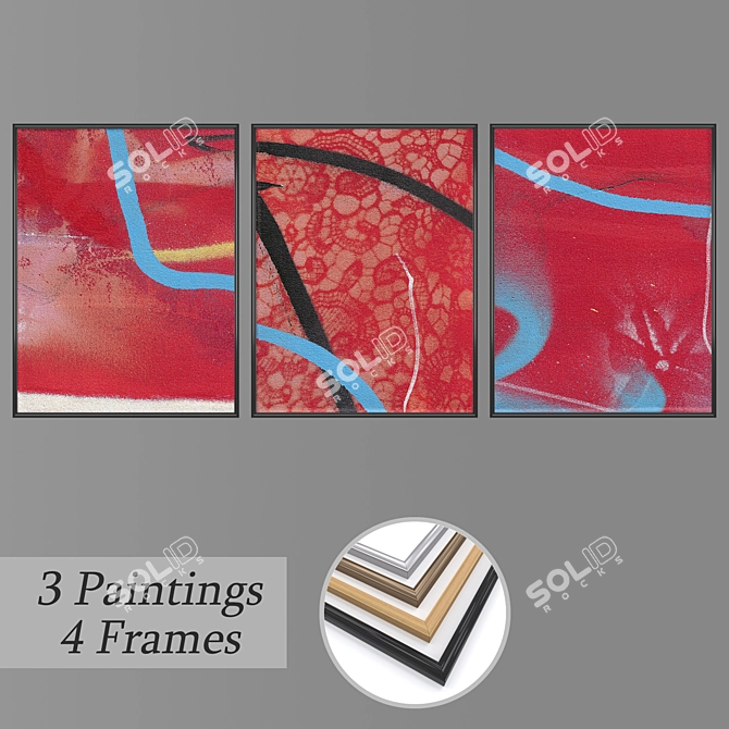 Title: Artistic Wall Painting Set 3D model image 1