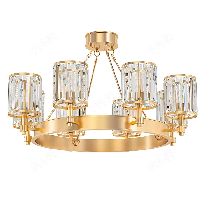 Crystal Ring Chandelier with Ornate Metal Frame 3D model image 1
