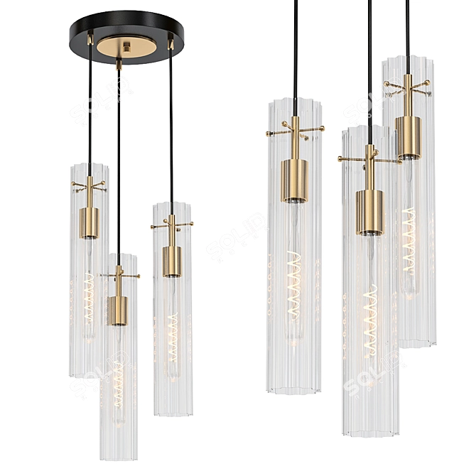 Flambeau Black Brass Pendant 3D model image 1