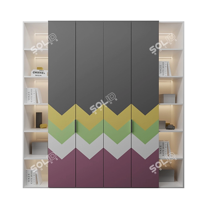 Custom Nursery Wardrobe with Shelving 3D model image 1