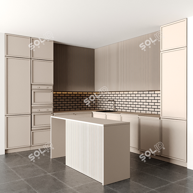 Modular Kitchen Design: V-Ray/Corona Ready 3D model image 5