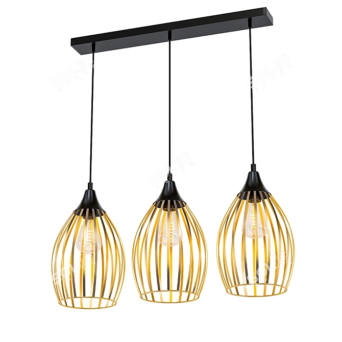 Liza Gold Loft Pendant Light 3D model image 1