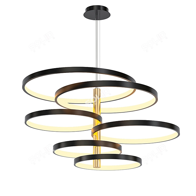 Glamorous Black and Gold Pendant 3D model image 1