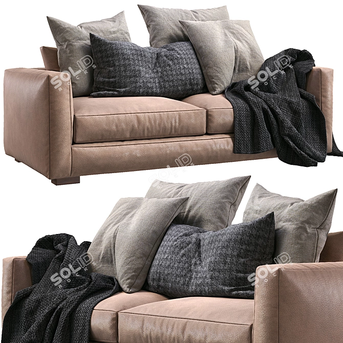 Luxurious Vittoria Luisa Leather Sofa 3D model image 1