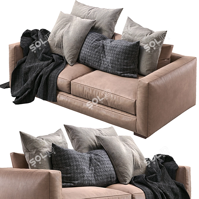 Luxurious Vittoria Luisa Leather Sofa 3D model image 4