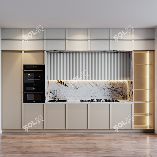 Sleek Modern Kitchen with Appliances 3D model image 1