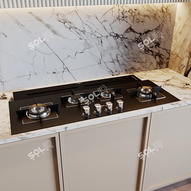 Sleek Modern Kitchen with Appliances 3D model image 3