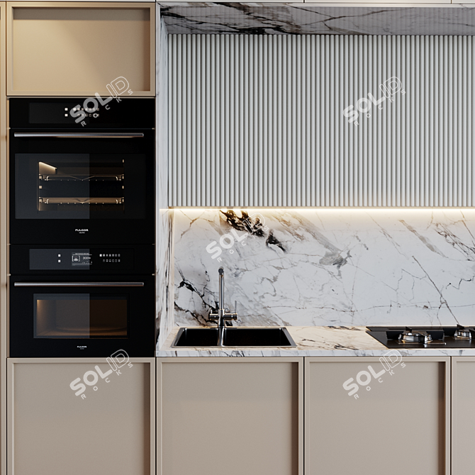 Sleek Modern Kitchen with Appliances 3D model image 4