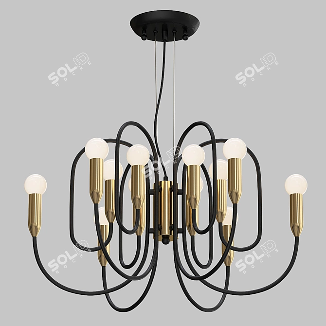 Elegant 12-Light Pendant Chandelier 3D model image 1