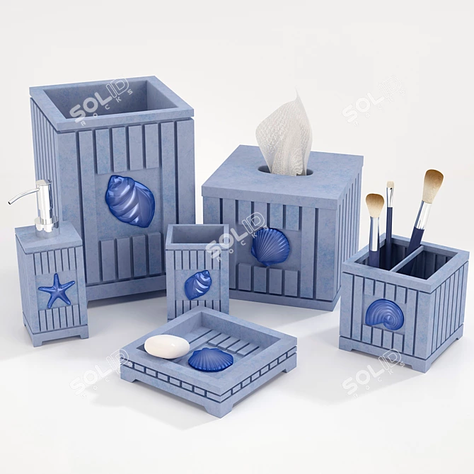 Elegant Bath Décor Set: 4-Piece 3D model image 2