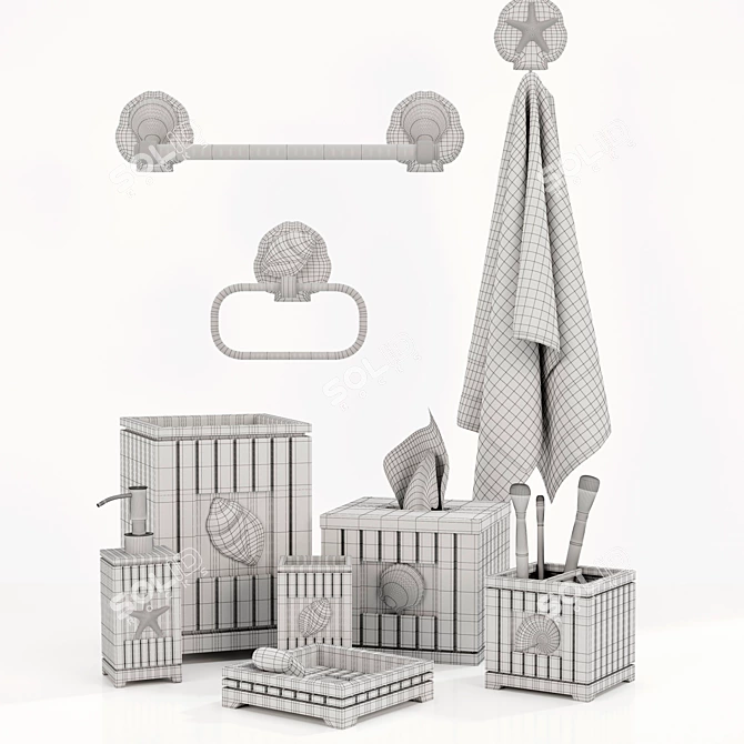 Elegant Bath Décor Set: 4-Piece 3D model image 4