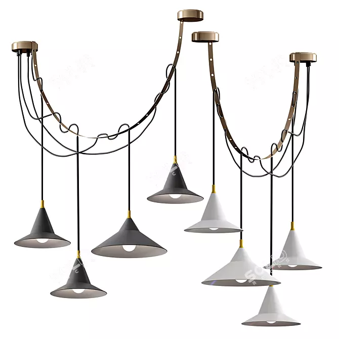 Elegant Asian-inspired Pendant Lamp 3D model image 1