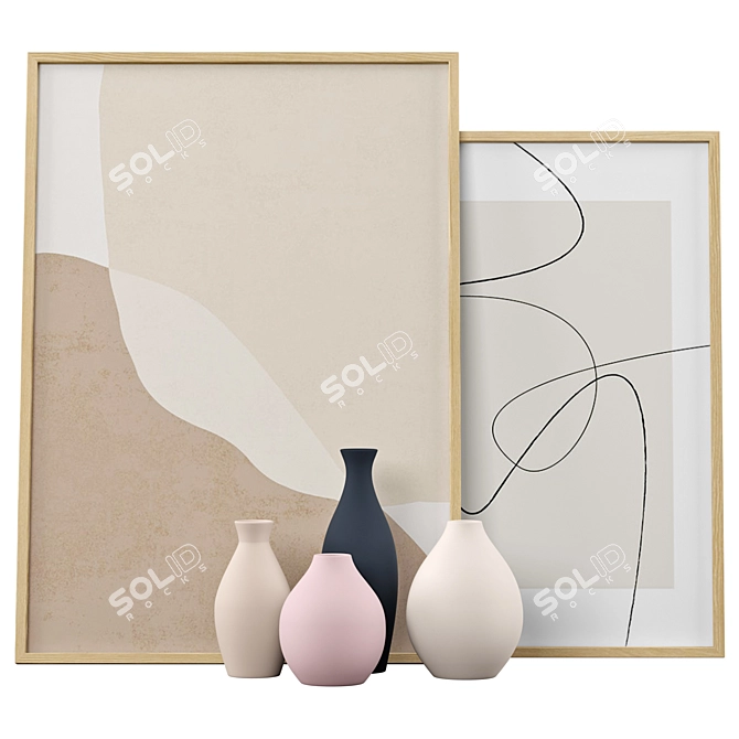 Minimalist Abstract Vase Set 3D model image 1