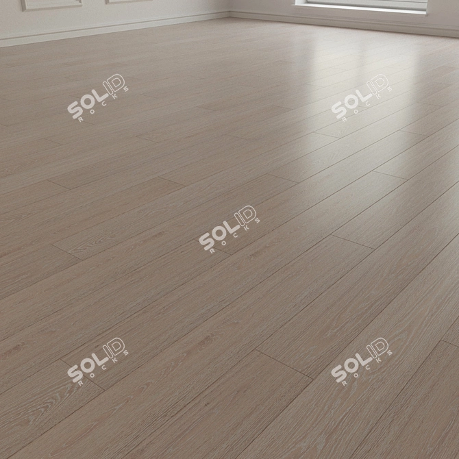 Title: Authentic Oak Parquet Flooring 3D model image 2