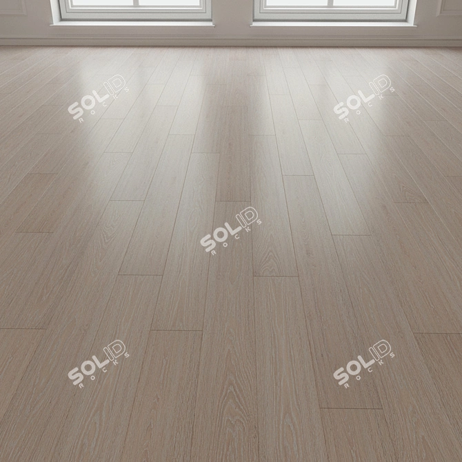Title: Authentic Oak Parquet Flooring 3D model image 3