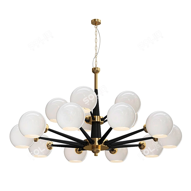 Elegant Thalia White Glass Chandelier 3D model image 1