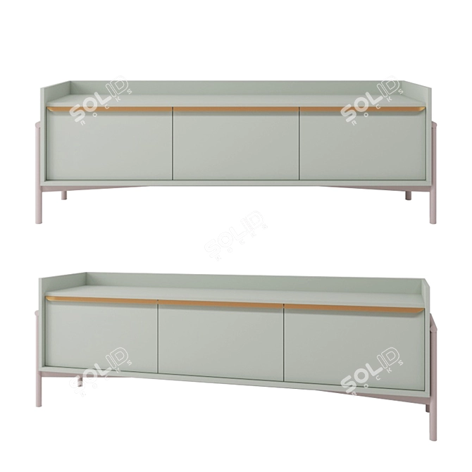 Sleek Gray Metal Commode 3D model image 1