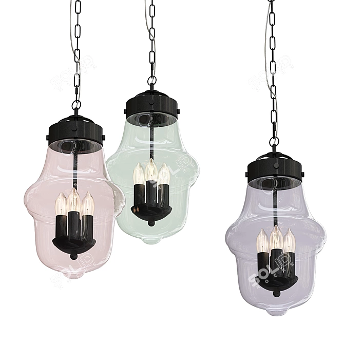 NIVES Pendant Light with Blown Glass Shade 3D model image 1