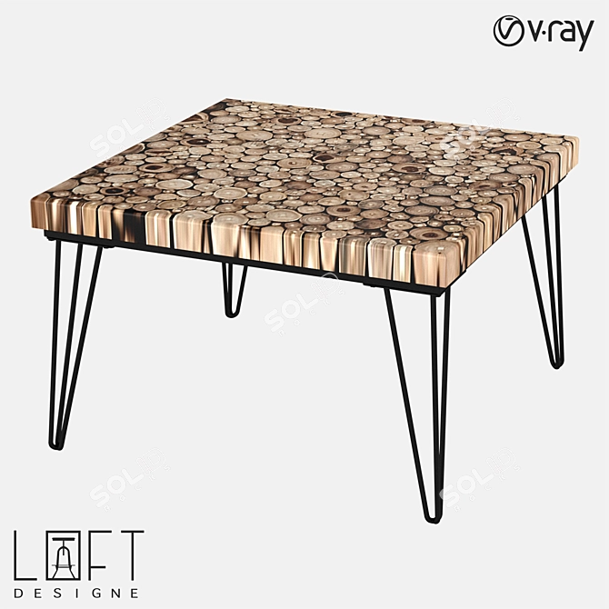 Modern Wood and Metal Coffee Table 3D model image 1