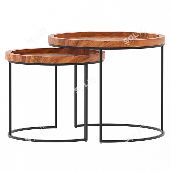 Versatile 2-Piece Nesting Tables 3D model image 1