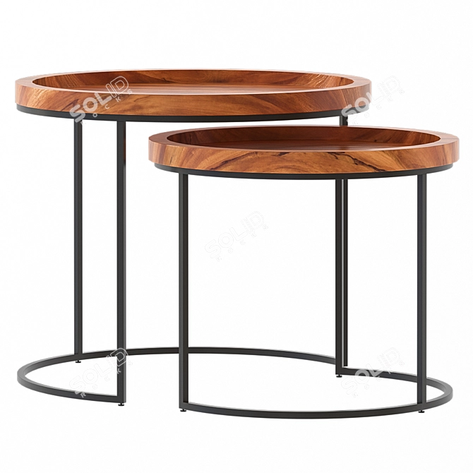 Versatile 2-Piece Nesting Tables 3D model image 2