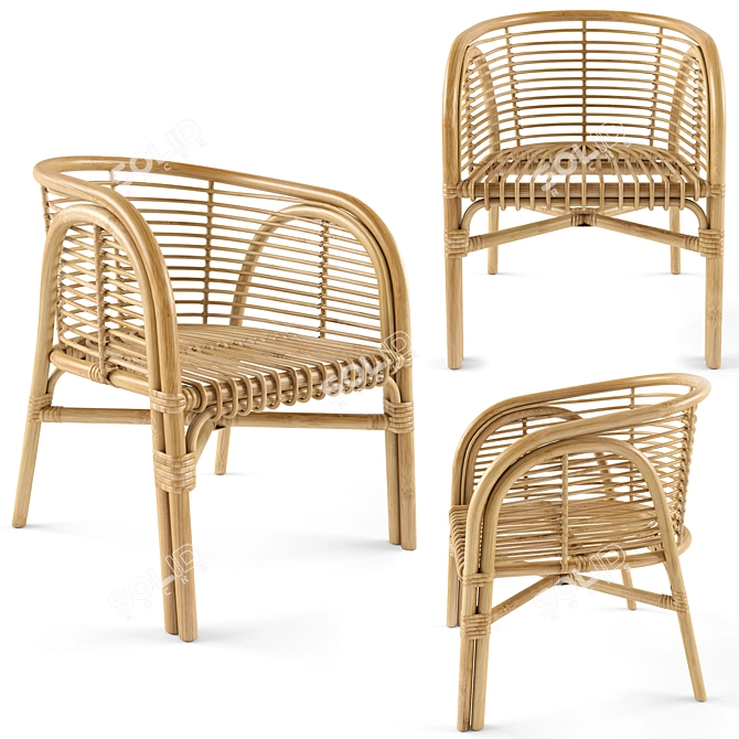 Lush Lombok Rattan Lounger 3D model image 1