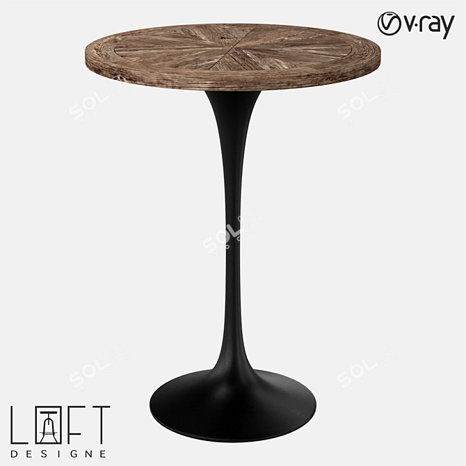 Rustic Industrial Bar Table 3D model image 1