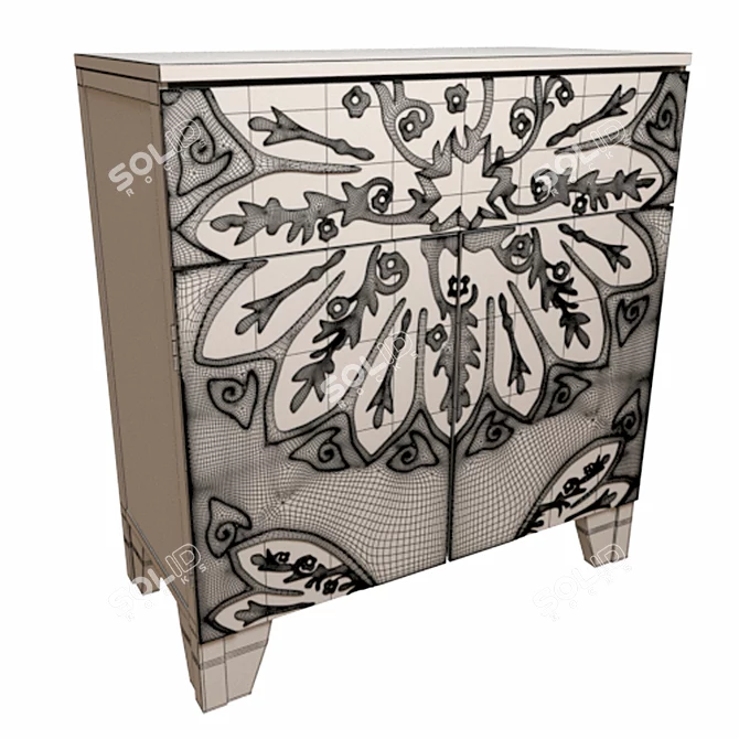 Boho Flower Carved Tara: Modern Storage Cabinet 3D model image 3