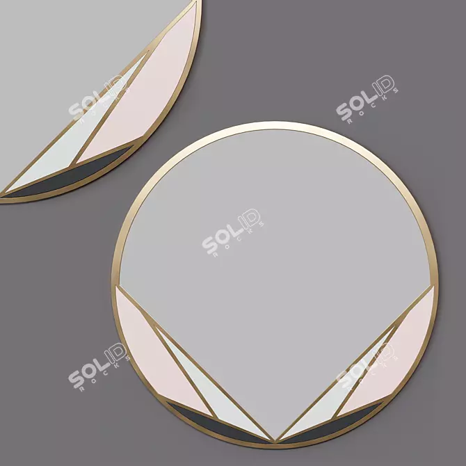 Elegant Deco Brass Mirror 3D model image 1