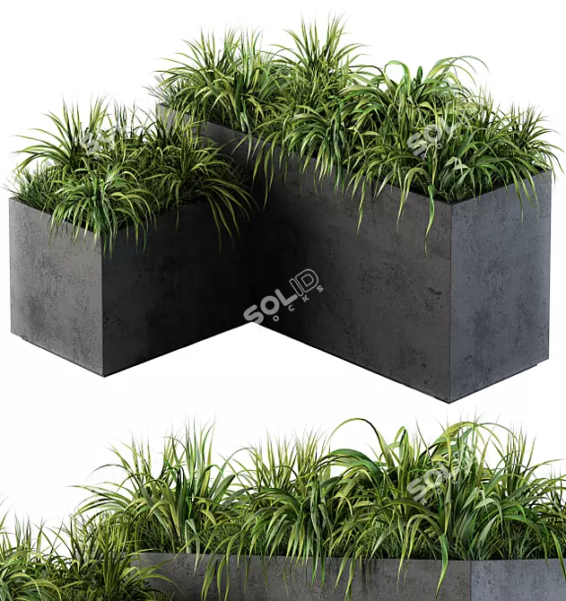 Concrete Cereal Planter: Grass & Grain 3D model image 1
